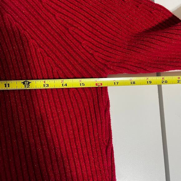 St. John’s Bay Y2K Red Metallic Knit Sweater Women’s Large - Picture 5 of 7